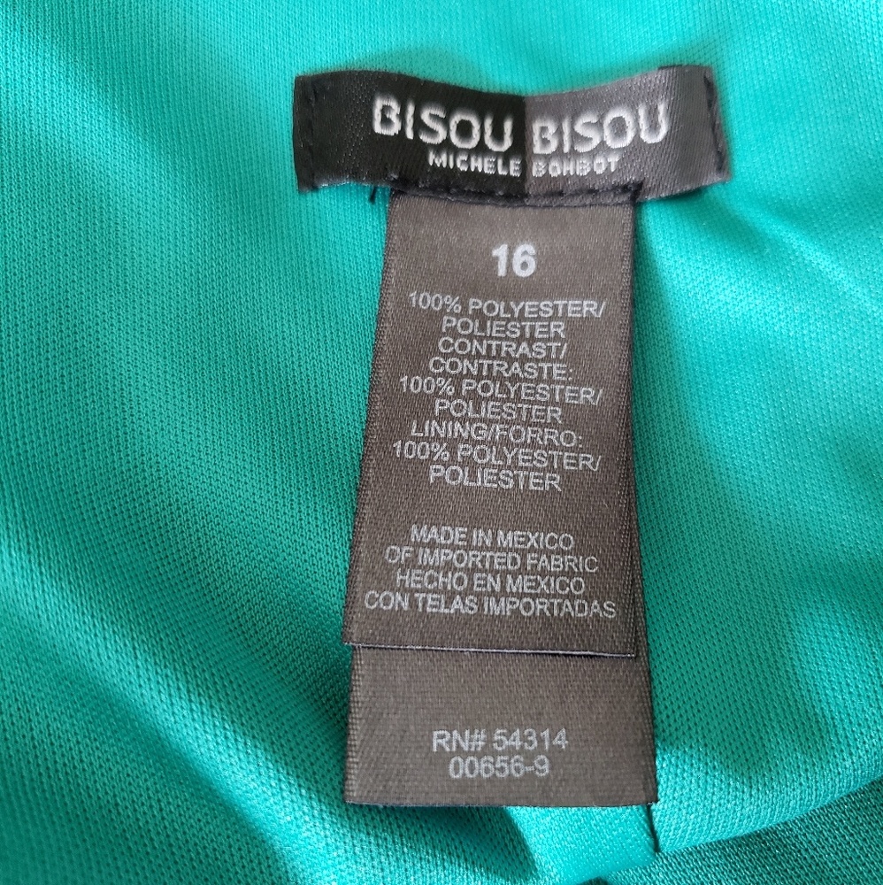 Bisou Bisou  Casual Dress Green/Black Size 16 - Picture 3 of 6